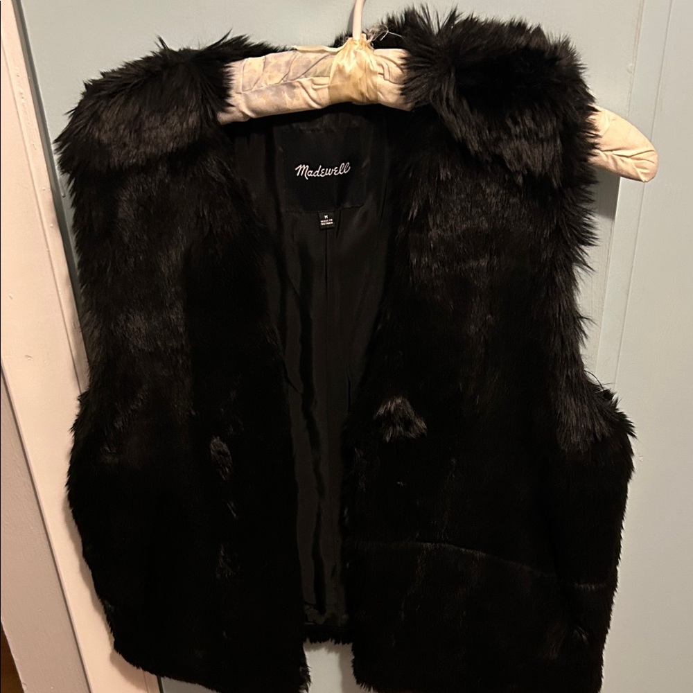 Madewell Black Faux Fur Vest